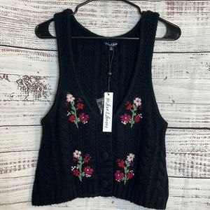 For love & lemons amaryllis embroidered sweater vest